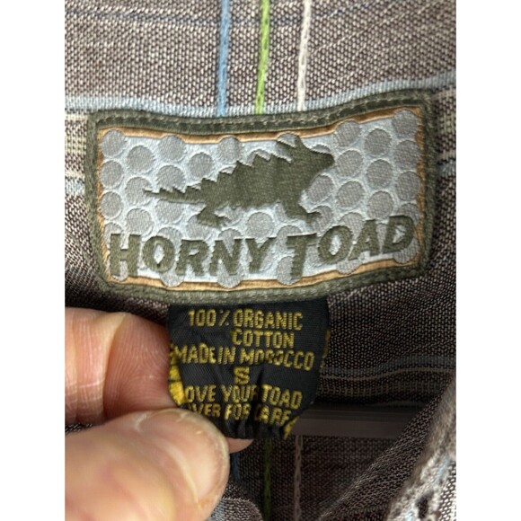 Horny Toad Button Up Shirt Men's Sz S Gray Blue Organic Cotton Casual Outdoor - Picture 5 of 7